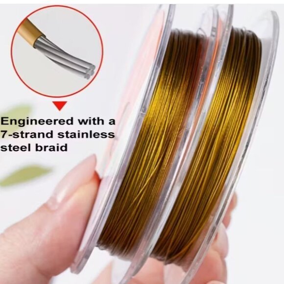 Gold 7-Strand Stainless Steel Jewelry Beading Wire .3mm,  Ultra-Soft Flexible - Picture 2 of 2